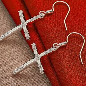 Elegant Silver Cross Earrings